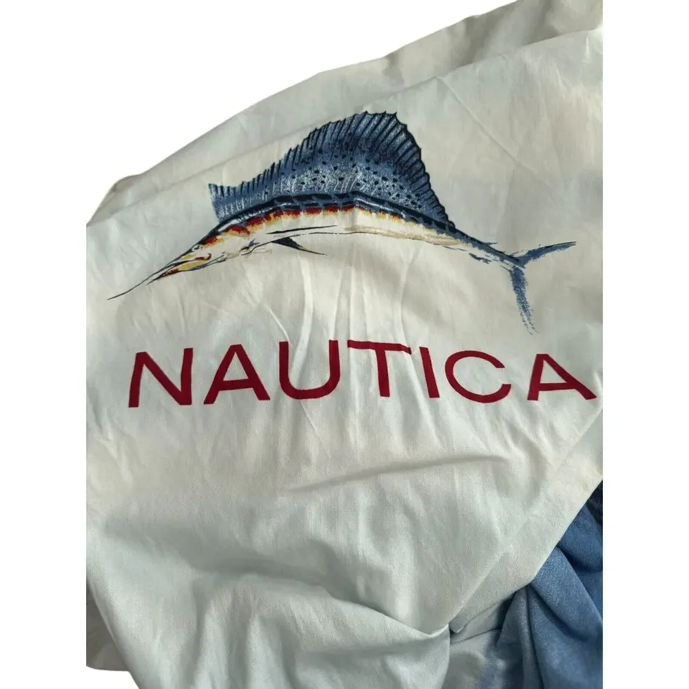 Nautica Home Shower‎ Curtain Swordfish Fisherman Bath Bathroom Ombré Cotton